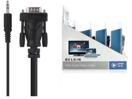 Belkin UXGA (1600 x 1200) + 3.5mm audio kabel pro připojení notebooku k HDTV, 3m
