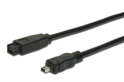 Digitus kabel FireWire 4pin - 9pin 1,8m, černý