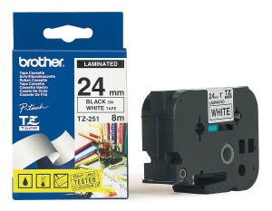 Brother - TZ-251,  b�l� /  �ern� (24mm,  laminovan�)