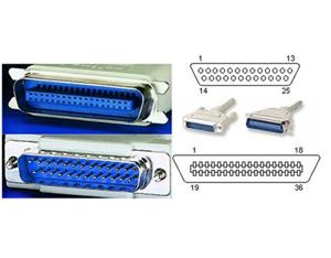 Kabel Roline k tiskárně MD25 - MC36, 25žil, lisovaný, 1.8m, šedý, pro paralelní přenos dat