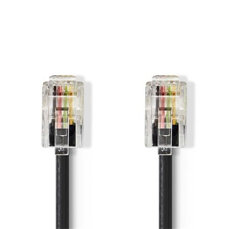 Nedis TCGP90100BK20 - Telekomunikační kabel | RJ10 Zástrčka – RJ10 Zástrčka | 2 m | Černá barva