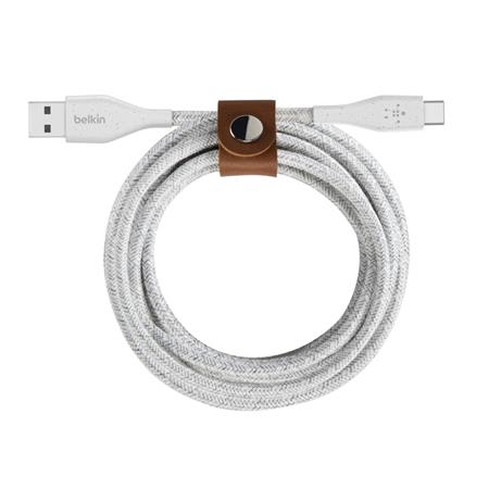 Belkin DURATEK USB-C kabel, 1,2m, bílý - odolný + řemínek