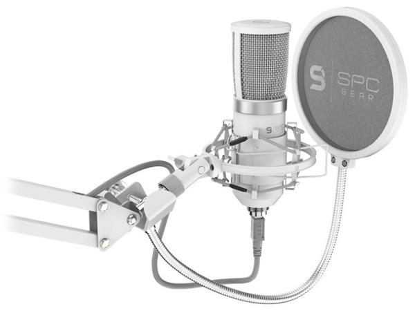 SPC Gear mikrofon SM950 Onyx White Streaming microphone / USB / polohovatelné rameno / pop filtr  / bílý