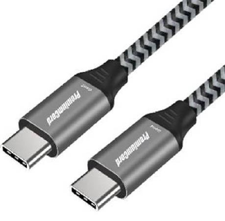 PremiumCord Kabel USB-C M/M, 100W 20V/5A 480Mbps bavlněný oplet, 0,5m