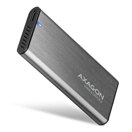 Axagon EEM2-SG2 Superspeed+ USB-C - M.2 NVME & SATA SSD, externí kovový box pro M.2 SSD disky, bezšroubkový