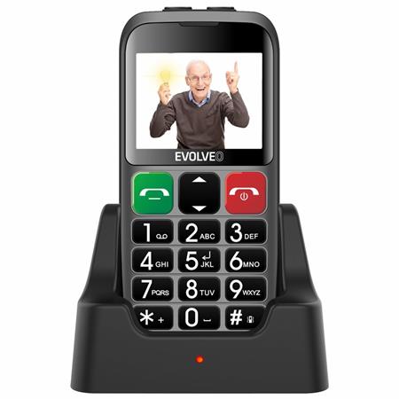 EVOLVEO EasyPhone EB, mobilní telefon pro seniory s nabíjecím stojánkem (stříbrná barva)