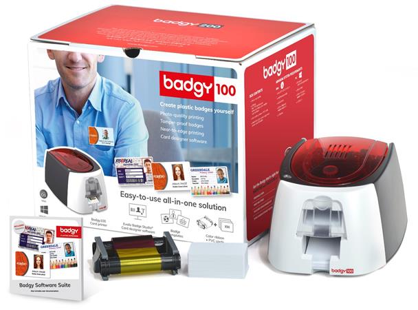 BADGY 100, Card Printer, barevná tiskárna karet, podavač, výstupní zásobník, USB