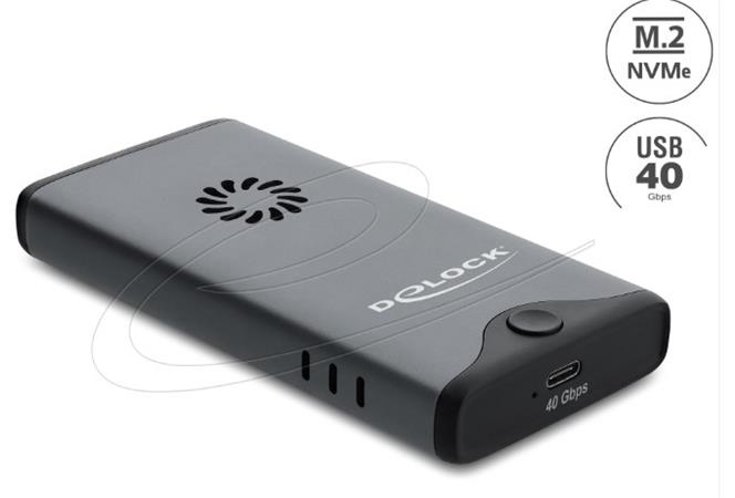 Delock Pouzdro USB Type-C™ 40 Gbps na 1 x SSD M.2 NVMe PCIe s ventilátorem - beznástrojový
